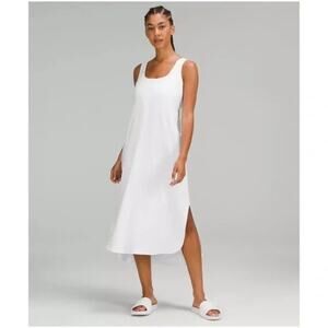 Lululemon Pima Cotton Open Back Midi Dress White Womens Size 8 / 10